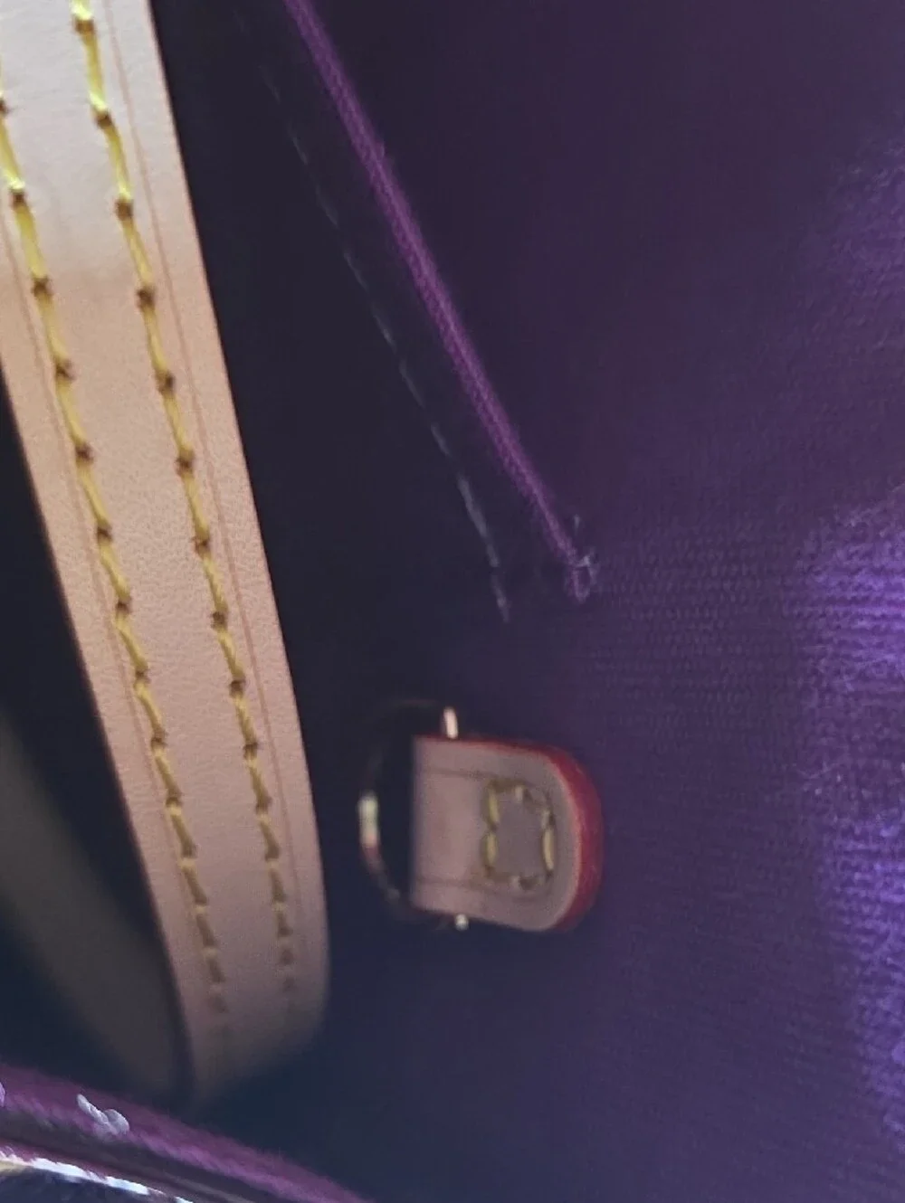 FAUX Louis Vuitton Plum Vernis Leather Satchel with Natural Trim NEVER USED